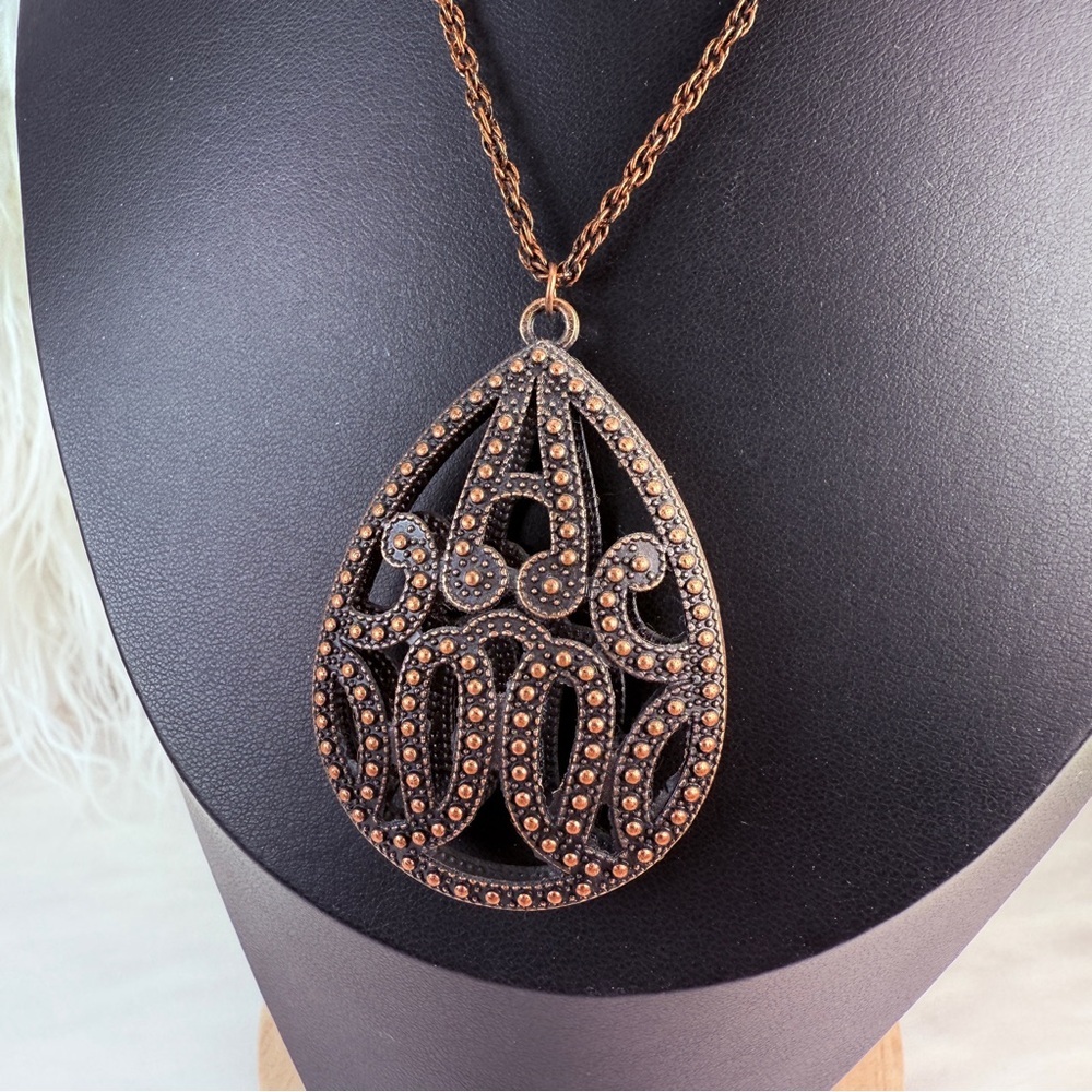 Bohemian chic, long Brown Teardrop Pendant Necklace - Picture 2 of 12